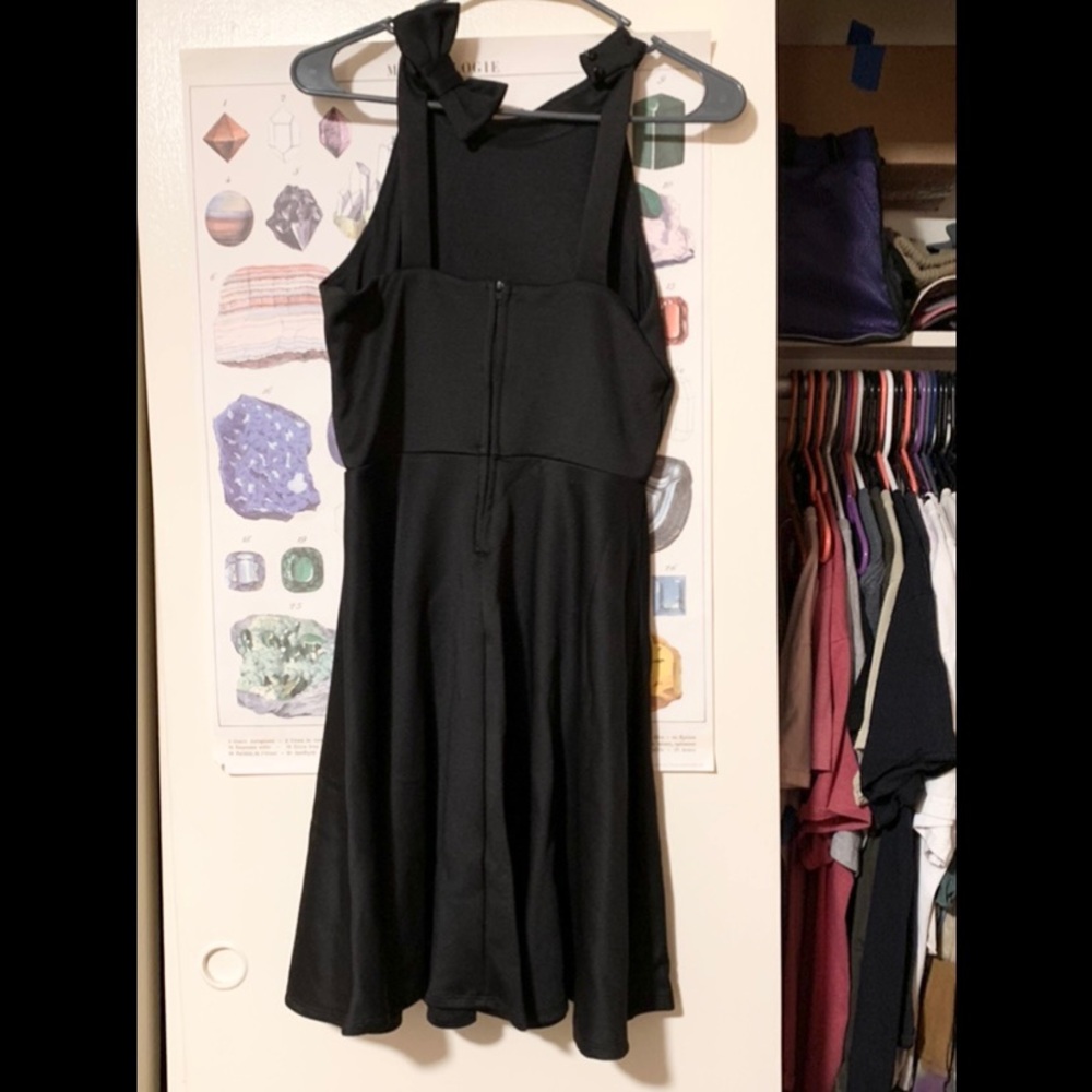 Little black dress with a bow tie accent on the back